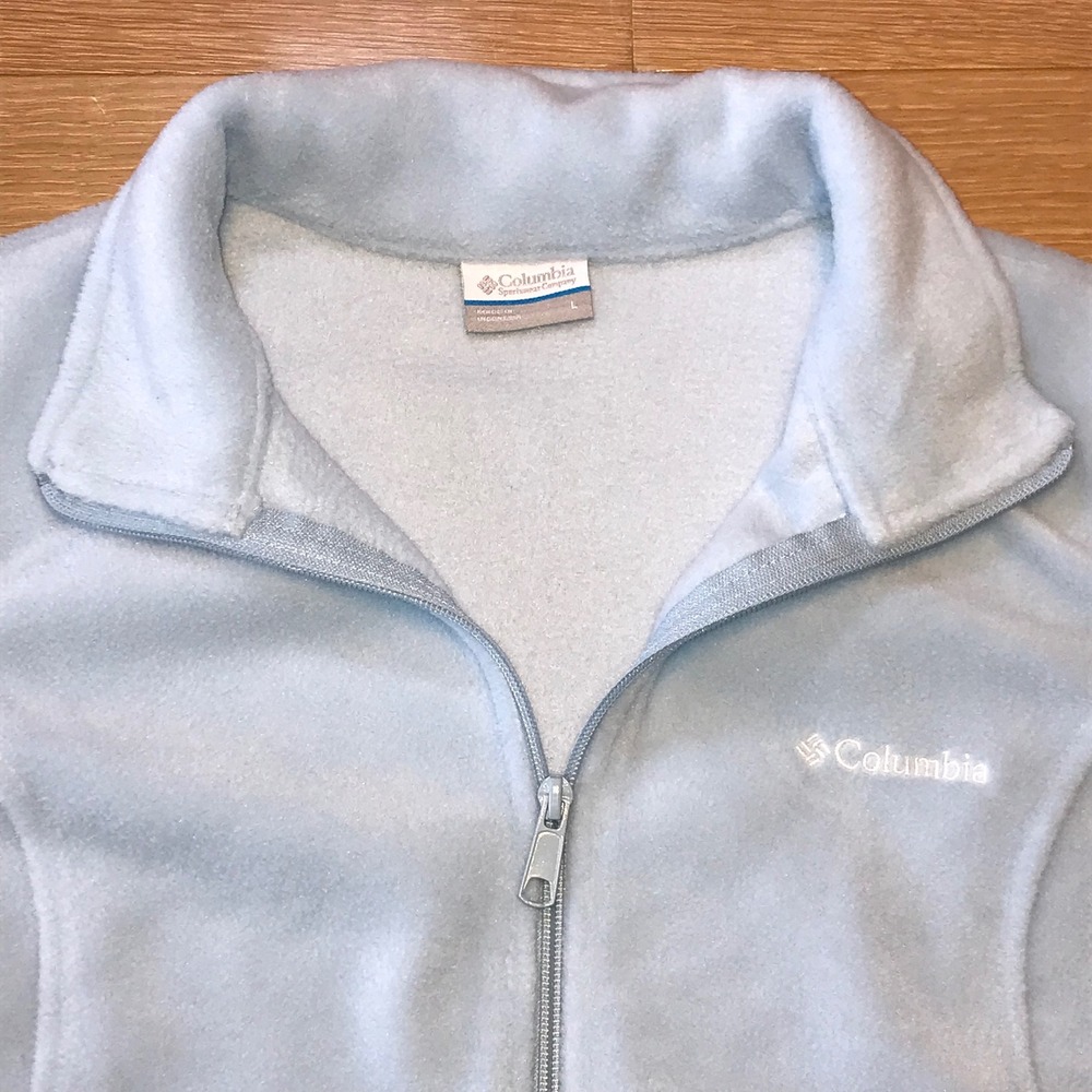 Columbia Benton Spring Fleece Vest Womens L Light Blue Full Zip Layering Outdoor - Picture 9 of 13